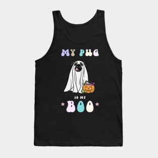 Pug is My Boo Pastel Ghost Dog Halloween Design Tank Top